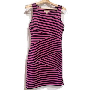 MICHAEL KORS BANDAGE STYLE DRESS SLEEVELESS STRIPED FULL SIDE ZIPPER IN SIZE 4